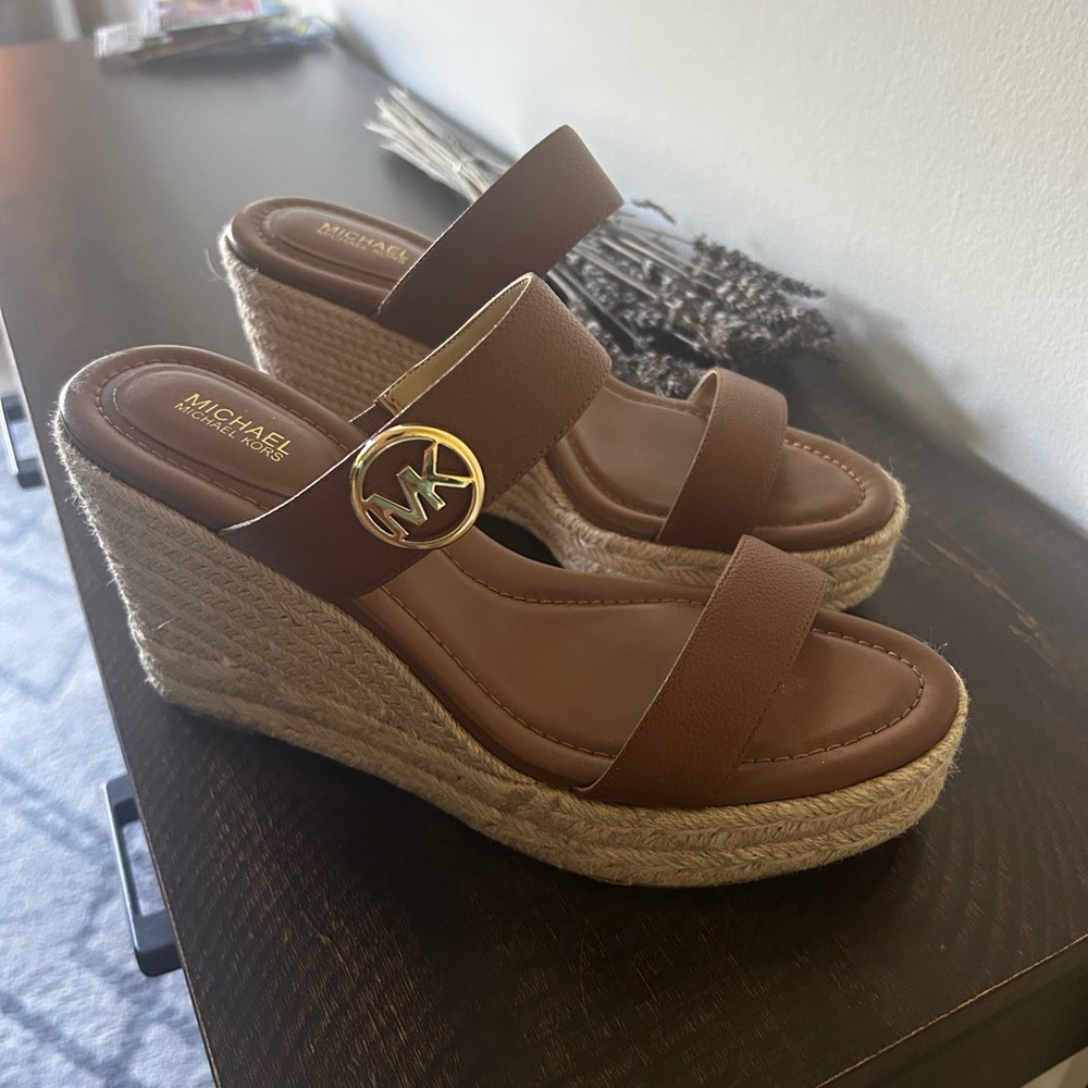 Michael Kors Tan Wedge Sandals